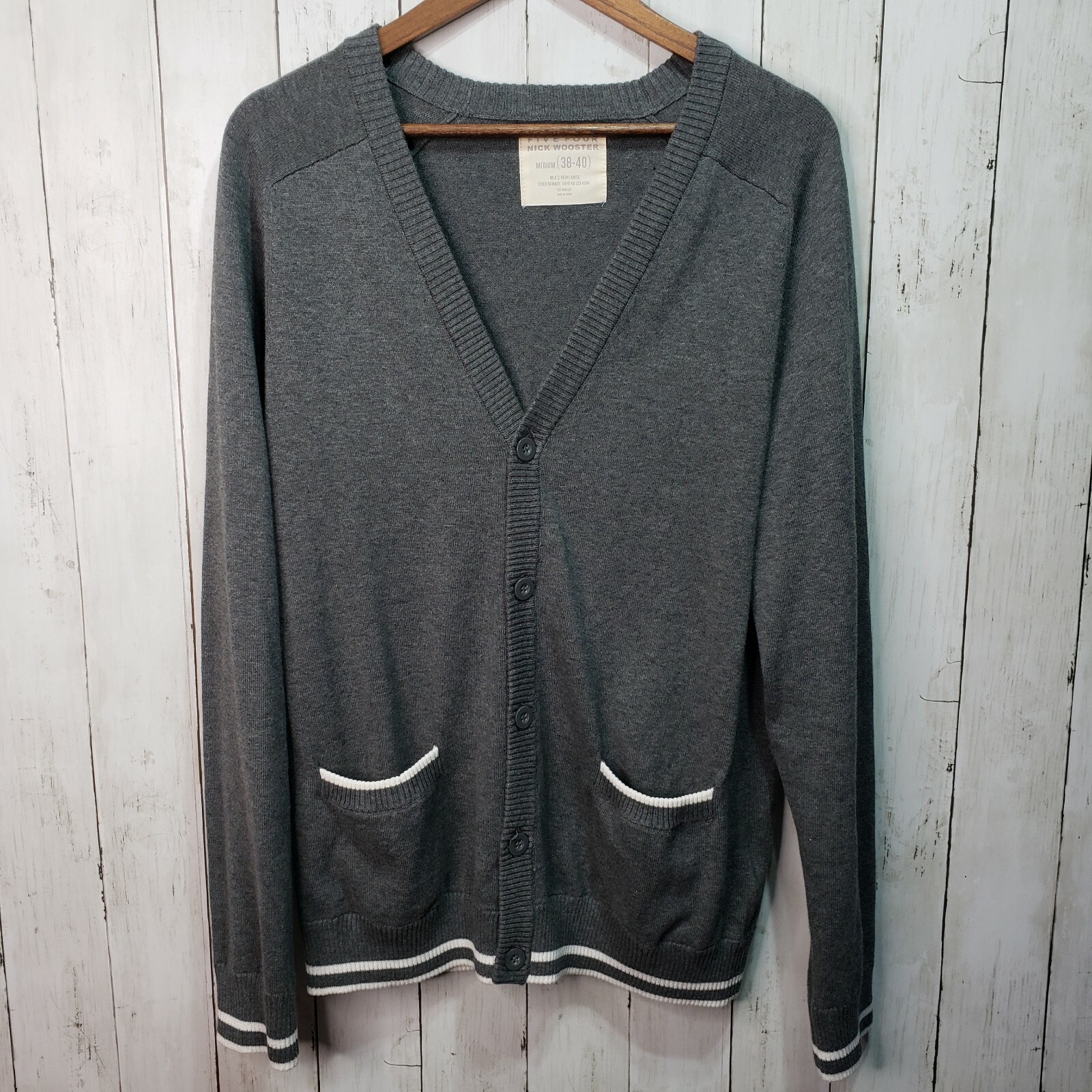 Five Four X Nick Wooster Gray School Boy Cardigan Swe… Gem