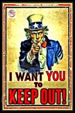 KEEP OUT UNCLE SAM METAL SIGN USA! 8"X12" FUNNY MAN CAVE BAR NO TRESPASSING STOP
