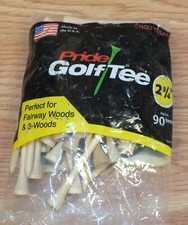 Lot of 74 Pride Brand USA Made Wooden Golf Tees For Fairway & 3-Woods **READ**