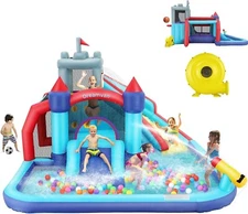 Inflatable Bounce House Water Slide Park with Water Cannon for Summer Holiday~