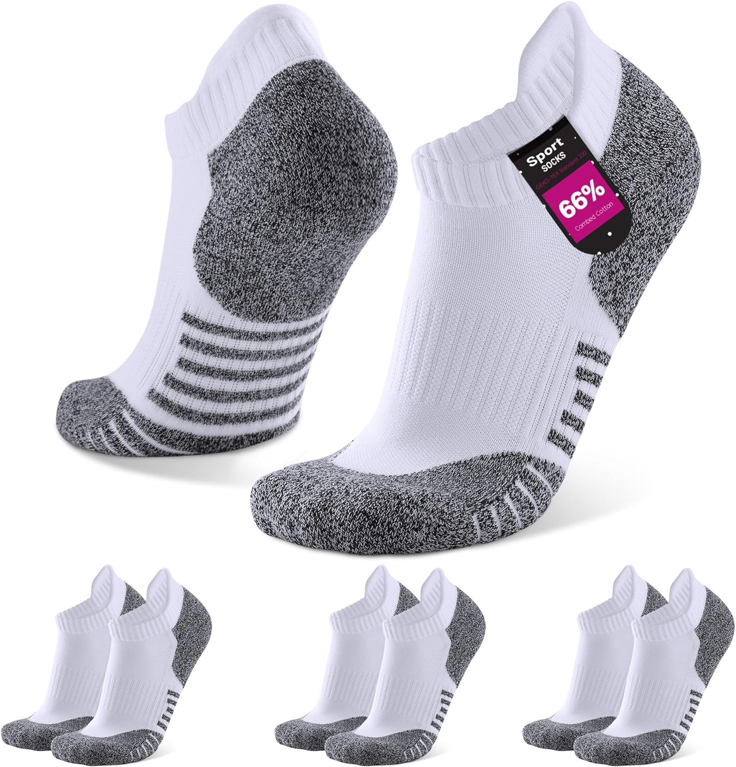 6 Pairs Ankle Running Socks for Women Ladies Low Cut Cotton Cushioned Tab Sports