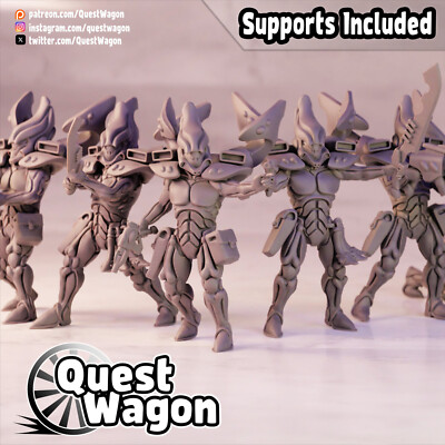 Space Elf Squad Quest Wagon warrior Figures 32mm base Variants RPG