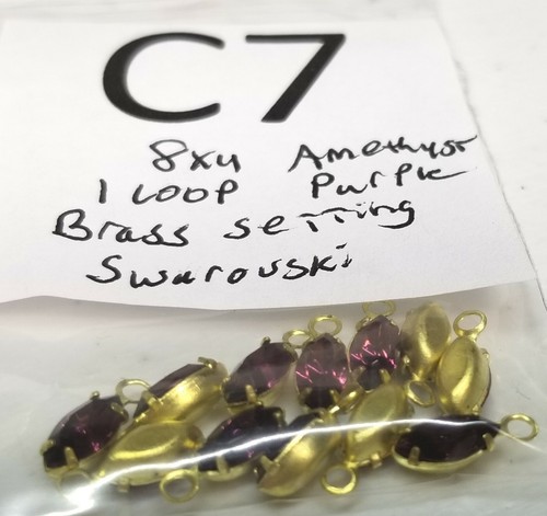 12 Vtg Navette 8x4mm 7x5mm Swarovski Rhinestone Loose & brass set Findings 5004 - 第 62/70 張圖片