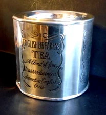 Vintage English Breakfast Fine Tea Silver Plated Canister - English brew