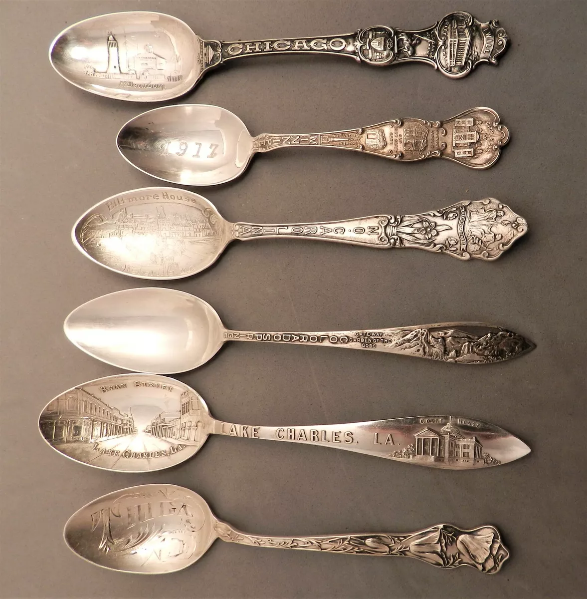 Sterling silver souvenir spoons best sale value