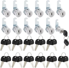 Stockroom plus 12 Pack Cabinet Cam Lock with Key, 1-1/8 Cylinder Lock for Tool B