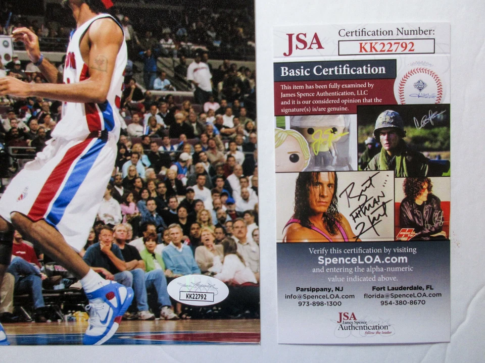 Foto firmada por Jermaine O'Neal autografiada de Indiana Pacers 11x14 Slam Dunk JSA Foto 4 de 4