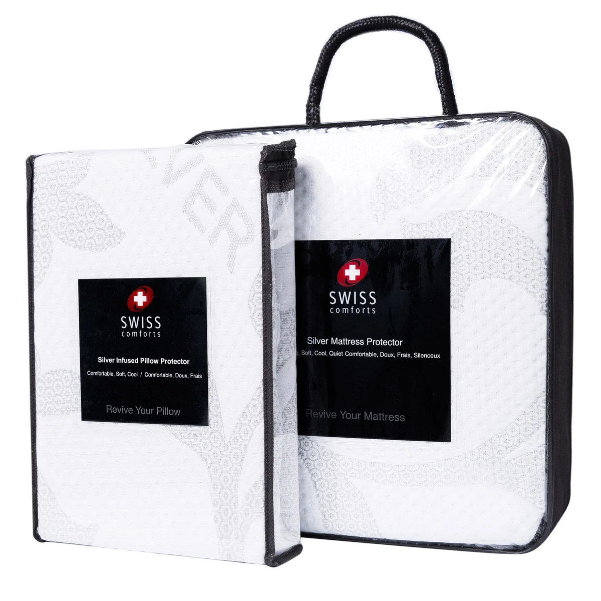 Swiss Comforts Waterproof Silver Mattress Pillow Protector Set