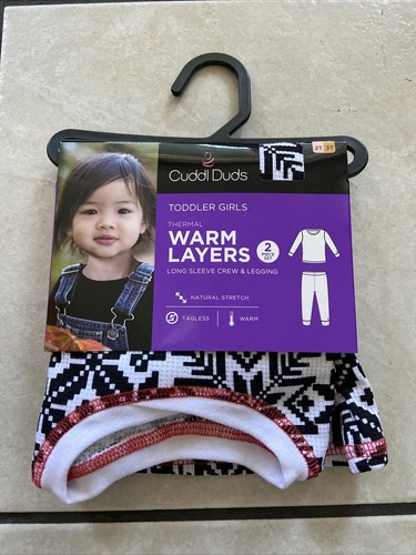Cuddl Duds Toddler Girls Thermal Warm Layers 2 piece set Size 2T/3T *New*