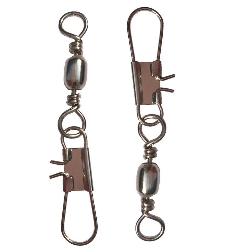 50pc Fishing Barrel Swivel Rolling Snap Swivel Tackle Connector Assorted Size +B - Image 2 of 4