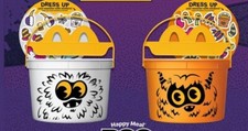 2024 McDONALD'S Halloween Boo Bucket HAPPY MEAL-set Of 2 Pails-New-Orange/white