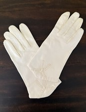MINT Vintage Wrist Bone Kid Leather Gloves Silk Lining Made in ITALY size 6.5