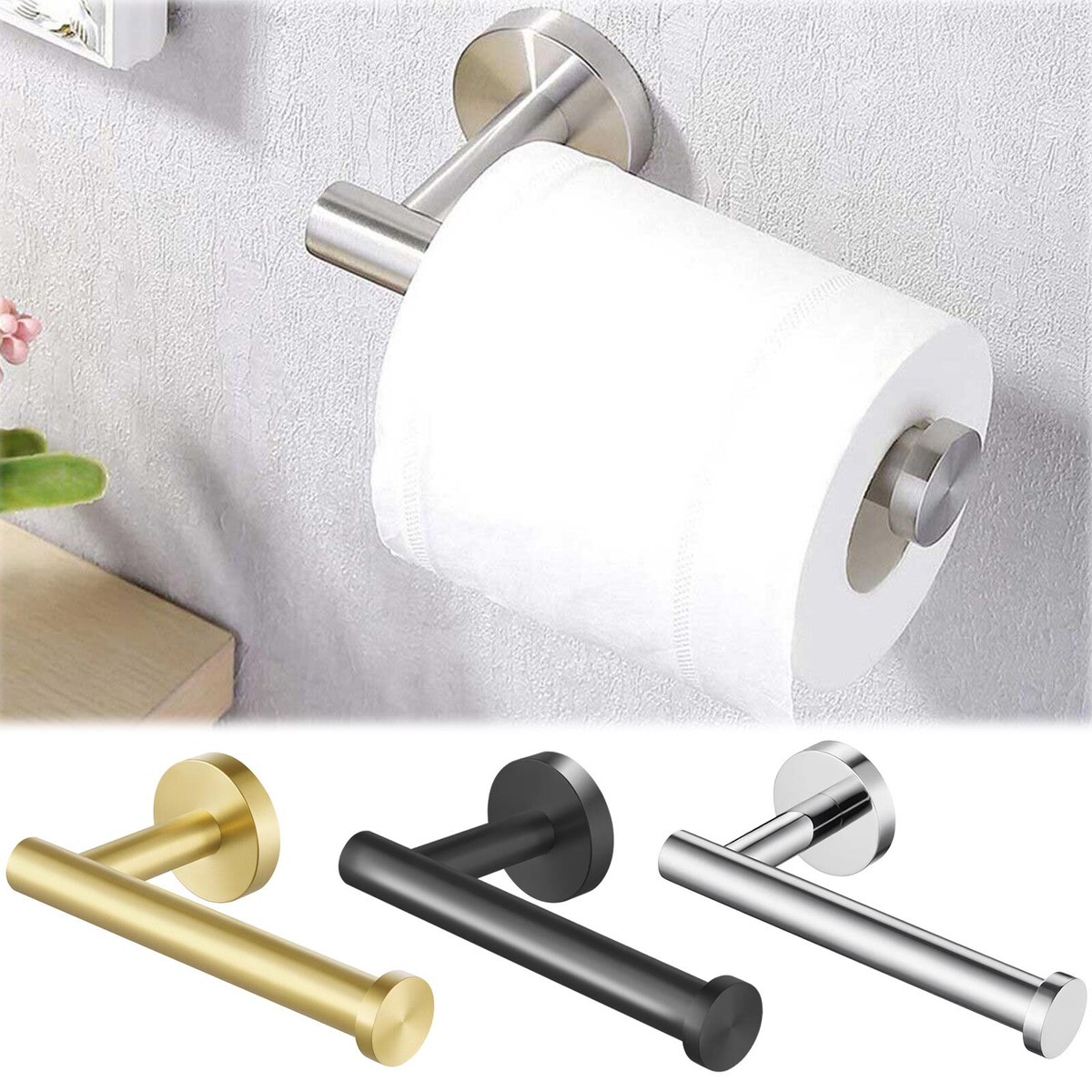 Toilet Paper Roll Holder Mounted Stainless Steel Hook Bathroom