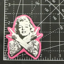 Marilyn Monroe Tattoos Devil's Horn Vinyl Decal Sticker Bomb Skater Pink Punk