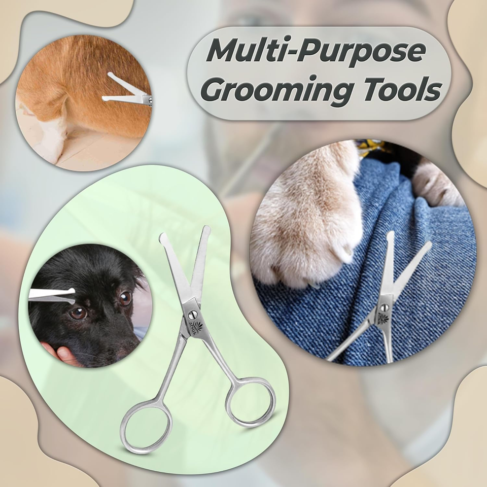 Dog Scissors for Grooming Face and Paws, Ear and Eyes Blunt Rounded