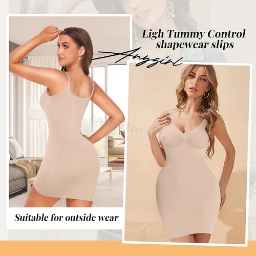 Damen Full Slip Under Kleid Verstellbare Träger Camisole Minikleid Knielang - Bild 4 von 24