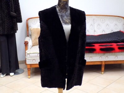 Echte Persianer Pelz Winter Weste Schwarz von Kürschnermeister Wolfram Nies -026