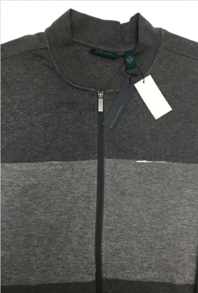 Bombardero Jacquard Perry Ellis Para Hombre Alto Mezcla Algodón Cremallera Completa, GRIS JASPEADO 3X Foto 2 de 4