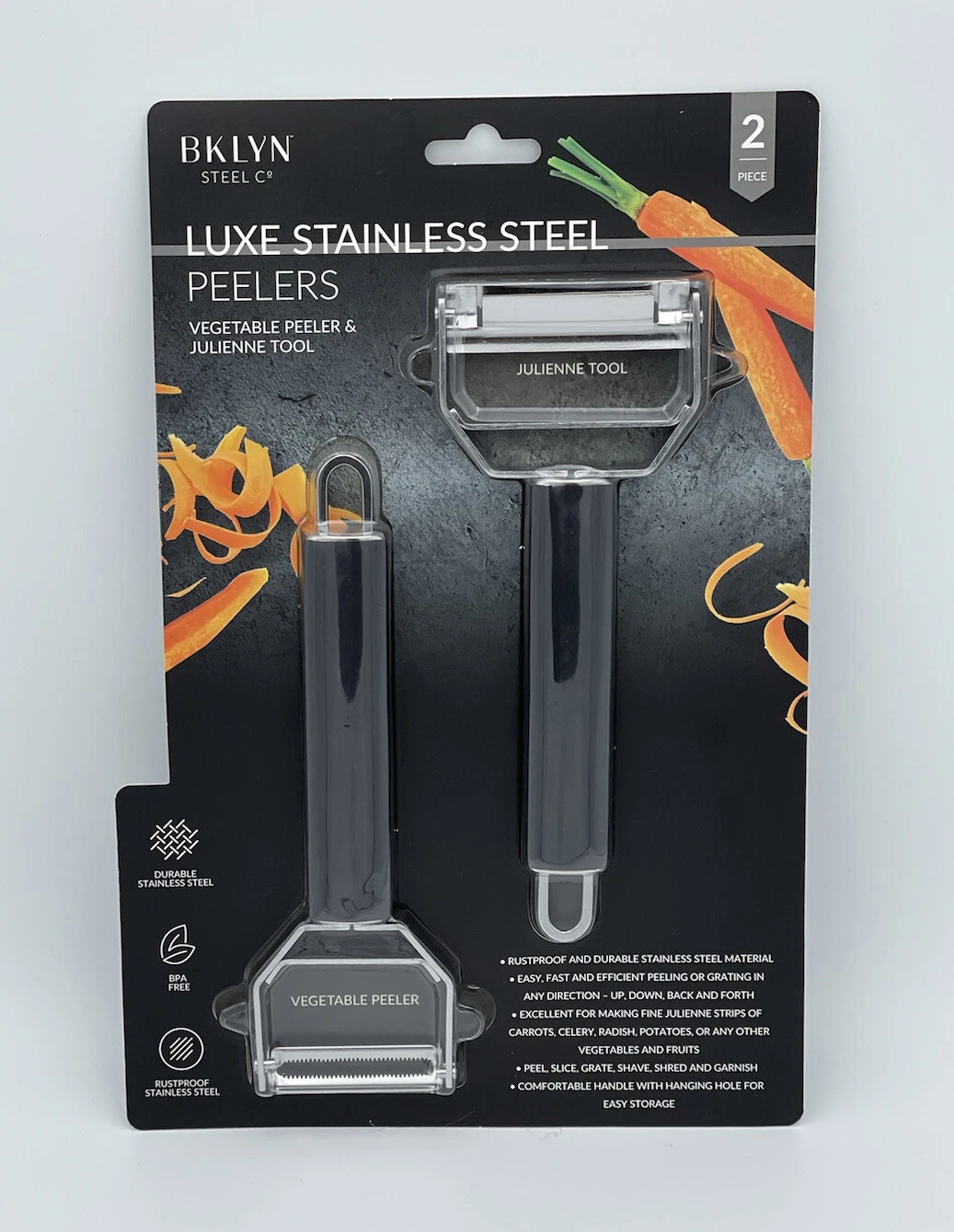 Bklyn Luxe Stainless Steel Peelers Vegetable Peeler & Julienne Tool