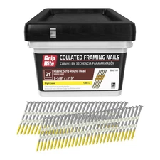 Grip Rite Nails 2 3/8 in x 0.113 in 21 º Plastic Collated Smooth Shank 1000 Ct