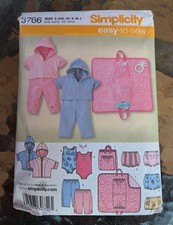 Simplicity 3766 Size XXS-L Babies Pants Diaper Cover Hoody Sewing Pattern UNCUT