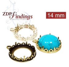 6pcs Quality Cast 14mm Round Bezel Cup Tray Brass Plated, Choose - ZDP Findings