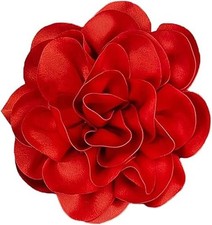 Satin Fabric Rose Flower Extra Large Big Brooches Lapel Pins Silk Camellia Ov...