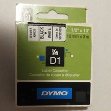DYMO D1 LABEL TAPE Black-White 1/2"x10'