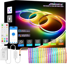 RGB Smart IC COB LED Strip Light,20Ft Color Chasing Flexible LED Tape Light,Ws28