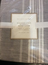 Pottery Barn Teen Twin Duvet Cover Windward Stripe Reversible Pale Gray NWT