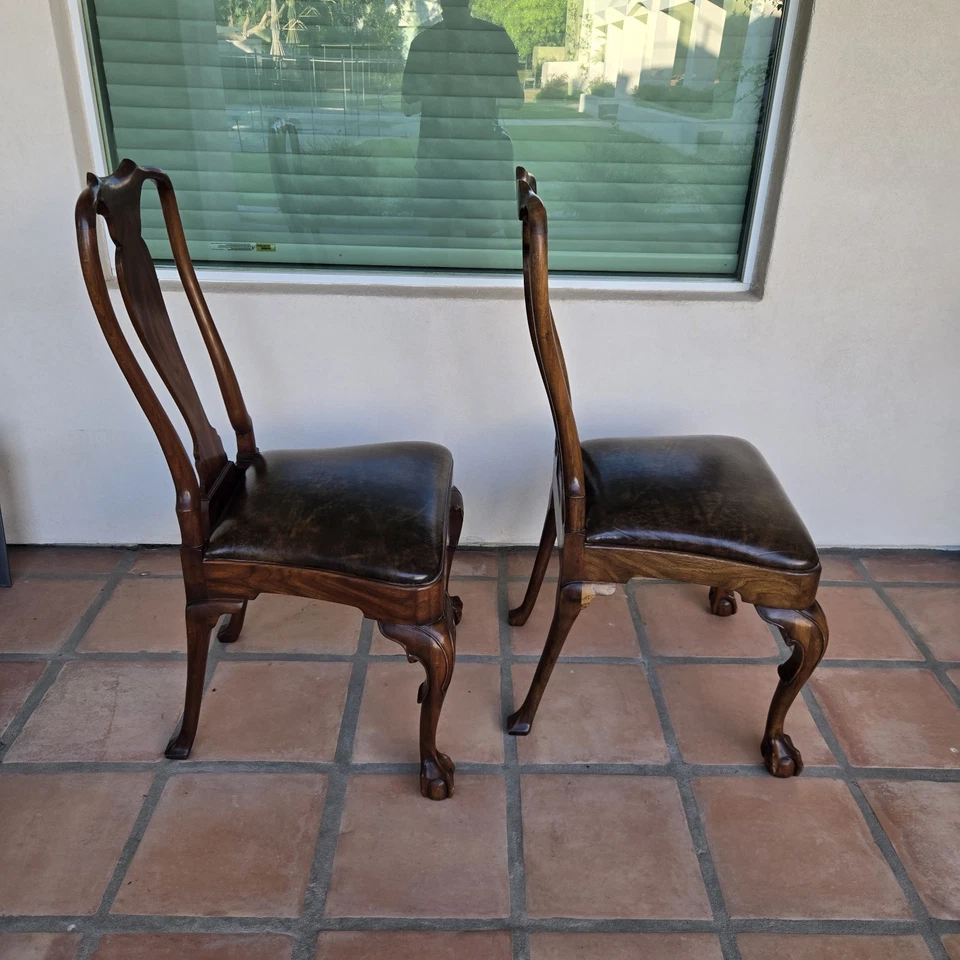 Par de sillas laterales Kindel de madera de caoba estilo reina Ana de Nueva York Foto 4 de 4