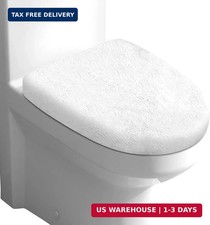Microfiber Toilet Lid Cover, Soft Velvet Toilet Cover; Absorbent, Machine White