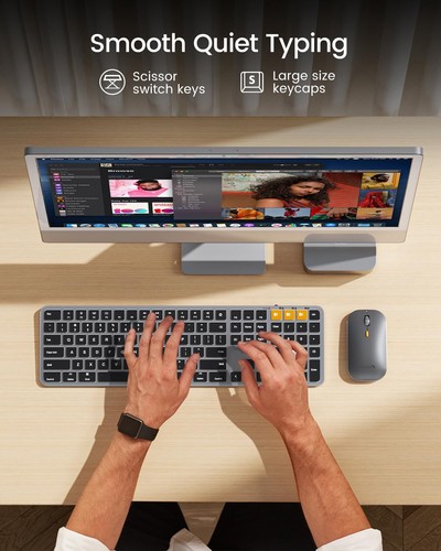 ProtoArc KM100-A Backlit Bluetooth Keyboard Mouse for Mac Full Size, Space Gray - Picture 4 of 7