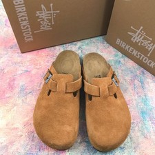 Birkenstock Boston Stussy Caramel Soft Footbed Suede Leather Clog EU 37-45