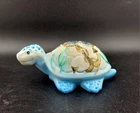 Fenton Treasure Chest Sea Turtle Marble Glass Figurine Limited #1/28  Kim Barley