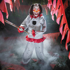 5.8 Ft Animated Clown with Baseball Bat Halloween Prop Decoration with Motion