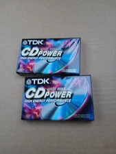 TDK Cassette Tapes CD Power High Bias Sealed Set of 2 Blank cassettes