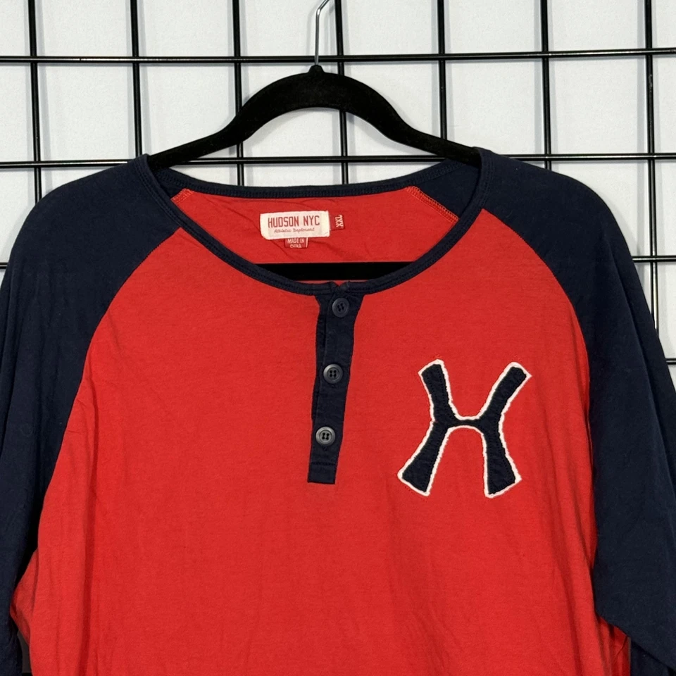 Camisa raglán de béisbol del Departamento Atlético Hudson '45 para hombre XXL roja negra 3/4 Foto 2 de 4