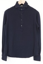 SUITSUPPLY Men T-Shirt 37/38/ 14 1/2/15 Extra Slim Navy Blue Pure Cotton Polo