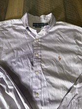 Ralph Lauren Men's Polo Shirt 17.5 36/37 Classic Fit Lavender Button Down LS