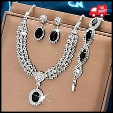 Elegant Bridal Jewelry Set Necklace Earrings with Sparkling Rhinestones Perfect