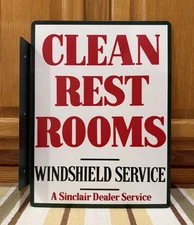 Sinclair Clean Rest Rooms Sign Gas Oil Double Side Vintage Style Wall Decor