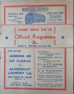 ALDERSHOT V CRYSTAL PALACE.30.4..1952.