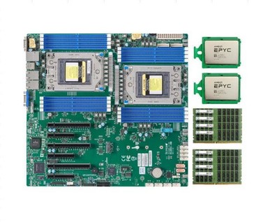 Supermicro H12DSi-N6 Motherboard With 2x AMD EPYC 7532 CPU， 8x 64GB DDR4 RAM