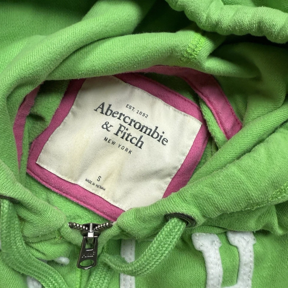 Винтажная женская толстовка с капюшоном Y2K Abercrombie & Fitch на молнии размер Small 92 с вышивкой - Изображение 3 из 4