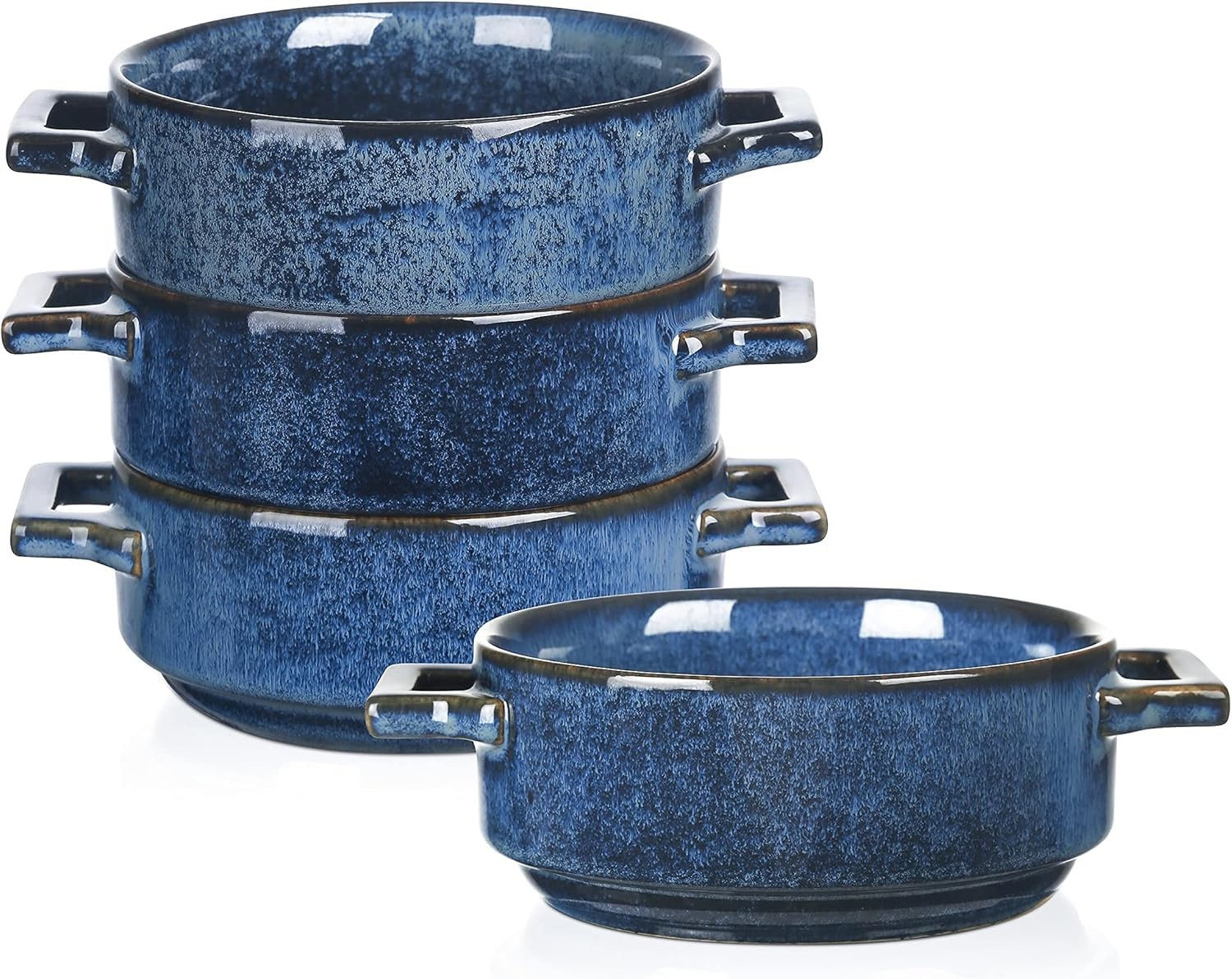 Ceramic Soup Bowls with Handles 24 Oz Porcelain Soup Crocks for French Onion