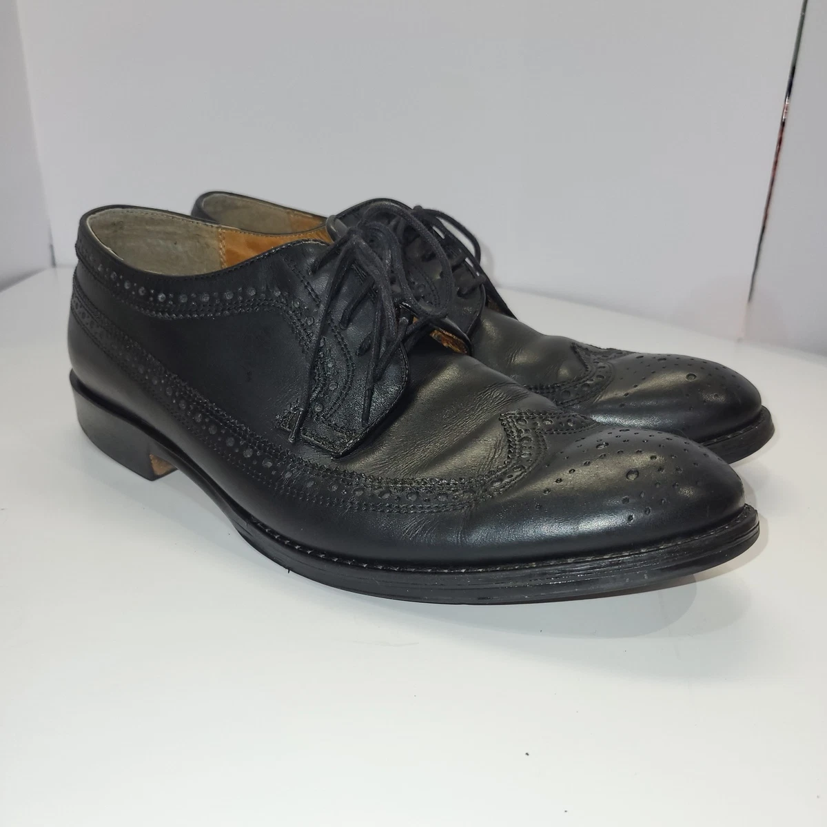 Stafford Black Leather Lace-Up Black Wingtip Oxfords shoes Men\'s 10.5 Stafford Black Dress Shoes for Men for sale | eBay main image 2