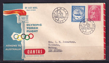 GREECE 1956 OLYMPIC TORCH FLIGHT COVER TO NEW GUINEA, ATHENS TO AUSTRALIA #C2229