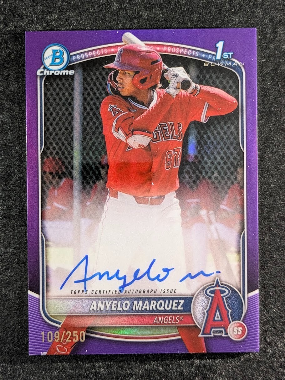 2025 Bowman Chrome ANYELO MARQUEZ 109/250 1st Auto Prospects Purple Ref #CPA-AM
