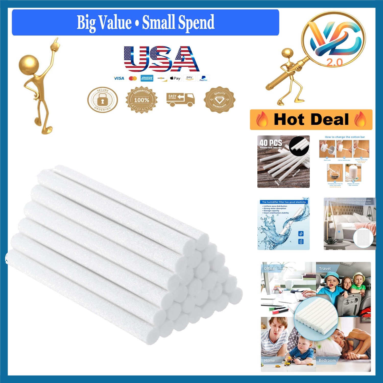 Filter Wicks For Portable Usb Mini Humidifier White